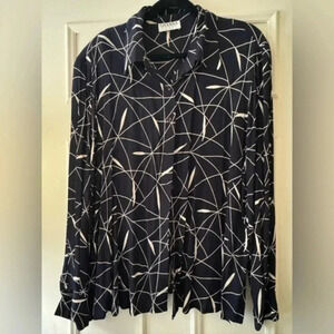 Gianni Navy Blue and Beige Blouse.  Size 20